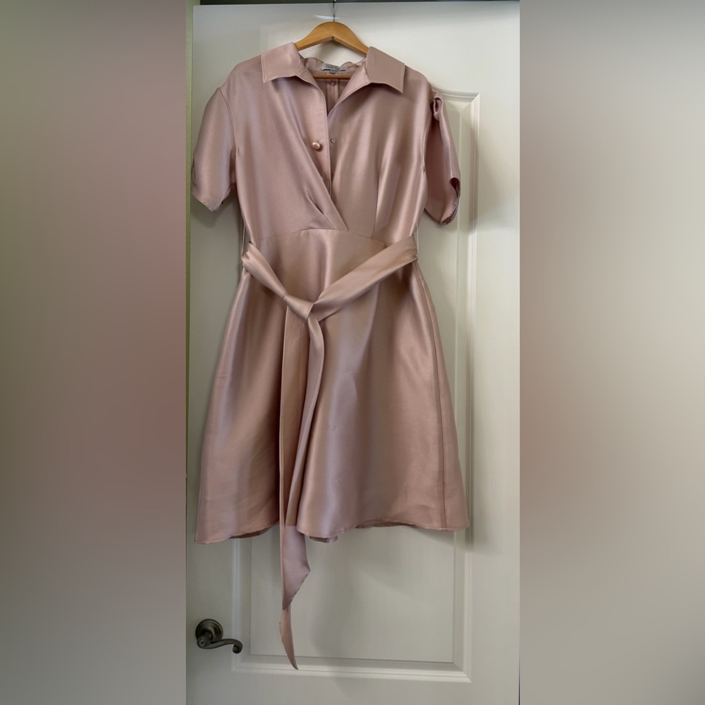 Teri Jon Blush Midi Wrap Dress